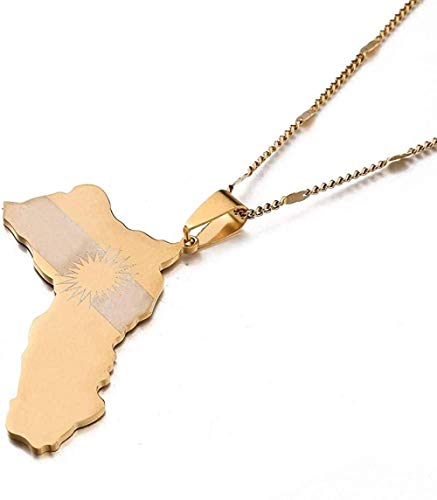 Preisvergleich Produktbild CKAWM Halskette Edelstahl Kurdistan Karte Anhänger Halsketten Kurdische Flagge Karte Kettenschmuck