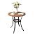 VICLLAX Round Patio Dining Table, Metal Outdoor Bistro Table with Storage Shelf for Balcony Garden Deck, 27.6Inch Walnut