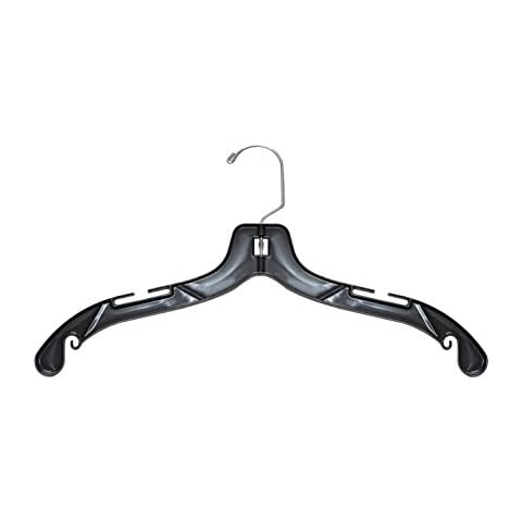 NAHANCO 2507 Plastic Shirt/Dress Hanger with Chrome Swivel Hook, Medium Weight, 17", Black (Pack of 100) Cover
