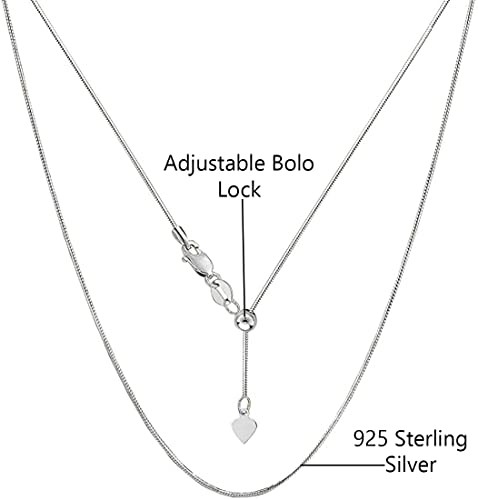 Savlano 925 Sterling Silver Italian 1.5mm Solid Snake Adjustable Bolo 14-24 Inch Chain Necklace For Women - Made in Italy Comes With a Gift Box3