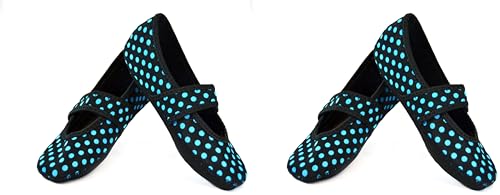 Women's Classic, Black with Blue Polka Dots, Large (Pack of 2)