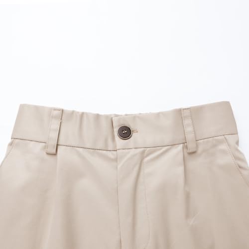 Image of HILEELANG Boys Chino Pants School Dress Pants Straight Leg with Pockets | Cotton Blend Fabric, Elastic Back Waist, Classic Chino Style, Side Pockets, Perfect for School Uniforms and Everyday Wear