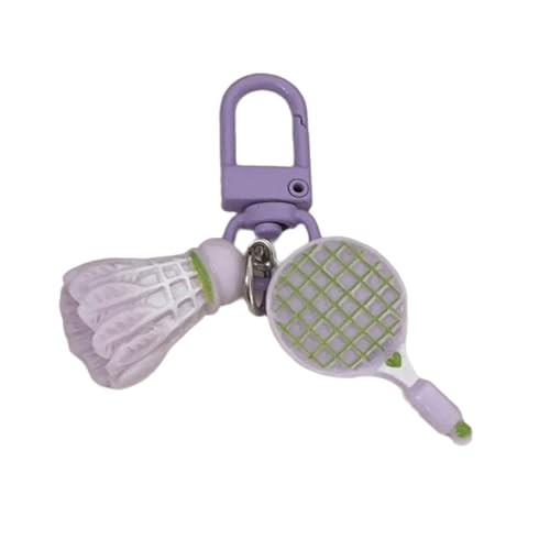 yanwuwa Llavero de raqueta de bádminton con diseño de dibujos animados, accesorio de resina ligero, motivacional para estudiantes fanáticos de los deportes, R, M