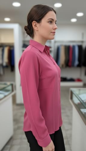 Image of Women's Button-Down Shirt, Long Sleeve, Collared Blouse, Relaxed Fit, Casual and Office Wear