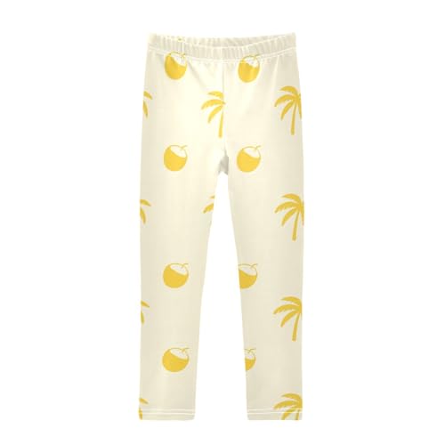 Girls' Leggings Palm Tree Coconut Yellow Kids Yoga Tights Pants 1 Pack 2302346