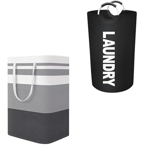 StorageRight Large Collapsible Laundry Basket Hamper with Easy Carry Handles，Freestanding Clothes Hampers for Laundry, Bedroom, Dorm, Towels, Toys - 75L+90L 2 Pack Cover