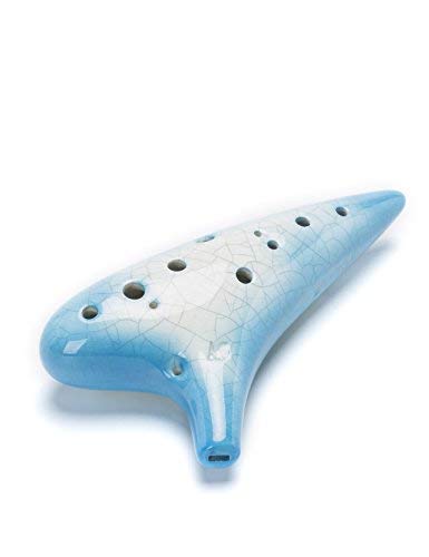 ”Joy Of Wood Thrush” 12 Hole Alto C Ceramic Ocarina In Exquisite Craft (Gradient Blue) #TOP4