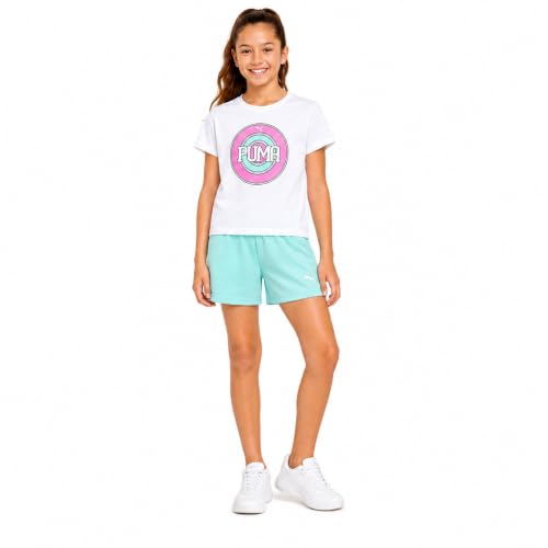 Image of PUMA Girls Athletic Shorts Set - 2 Piece Active Performance TShirt and Gym Bike Kids Shorts Girls Activewear Set (7-14)