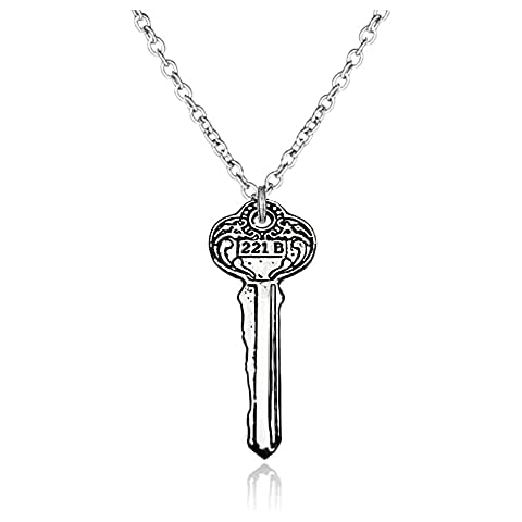 Hithop Sherlock Vintage 221B Baker Street House Key Necklace Cover