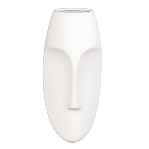 Howard Elliott Ceramic Oval Decorative Face Hanging Wall Decor Sculpture, White Matte Glazed Finish...