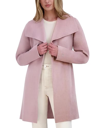 Image of TAHARI Women's Double-faced Luxury Soft Wool Blend Peacoat- Wrap Wool Coat With Removable Belt