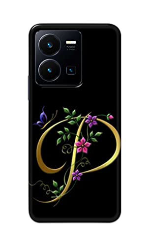 Image of Printed Hard Back Cover Case for Vivo Y35 4G Back Cover (Alphabet P) -1803