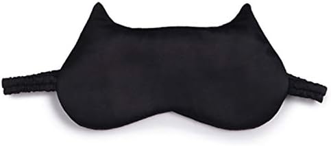 OwMell Silk Sleep Eye Mask Cover with Elastic Headband, Travel Sleeping Shade Blindfold 100% Silk Black Double-sided