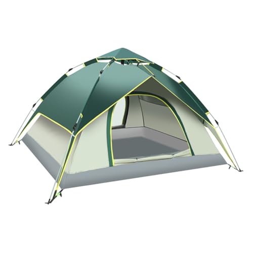 Qfmr 二重テント 軽量テント全自動 ドームテント 雨を厚くします 1~2人用 登山用 4シーズン適用 コンパクト (濃い緑色+ベージュ)