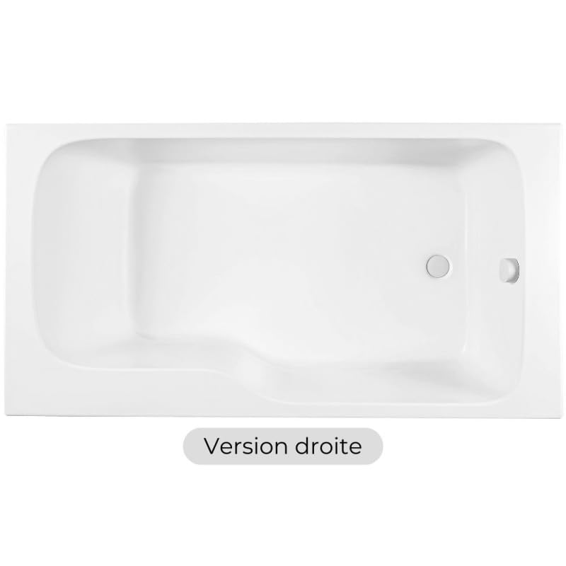 Baignoire bain douche JACOB DELAFON Malice antidérapante, version droite 170x90 cm Blanc mat