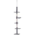 Pawhut Floor to Ceiling Cat Tree for Indoor Cats 5-Tier Kitty Tower Climbing Activity Center Scratching Post Adjustable Height 230-260cm Grey