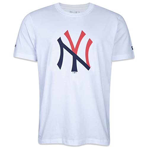 Camiseta New Era Regular MLB New York Yankees World Manga Curta Branco