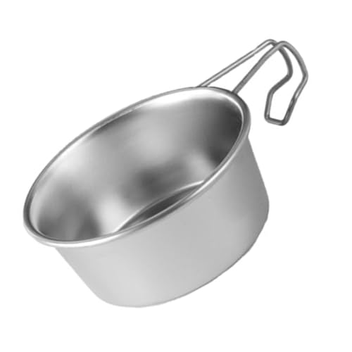BRIGHTFUFU Portable Stainless Steel Bowl Outdoor Dinnerware Handle Metal Bowl for Rice Soup and Noodles