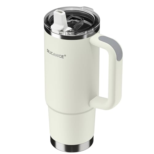 Image of For Travel & Gym - Never Drink from a Moldy Lid Again: 30oz Hygienic Tumbler, 100% Leakproof Lid & Removable Foldable Spout. Reinforced Base, Fits Cup Holders- Cream