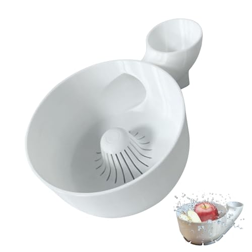 Fruit Washing Bowl with Strainer, Small Automatic Vegetable Washer, 9.25x8.86x3.31 Inches Multifunctional Drain Basket, Salad Food Storage Washing Bowls for Fridge and Kitchen Task