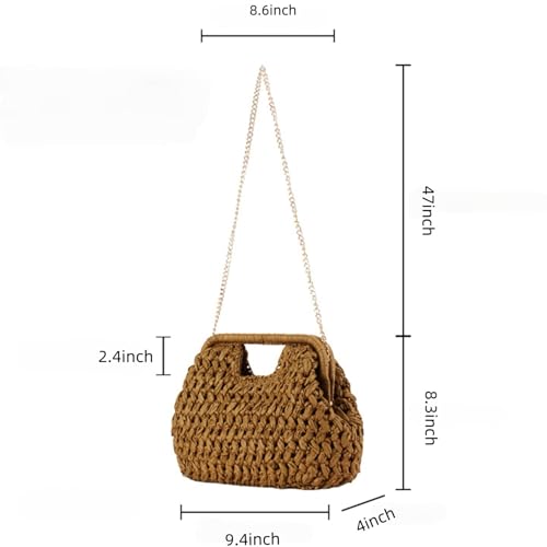 Image of Women Straw Drawstring Bucket Purse Small Tote Shoulder Handbag Hollow Out Cross-body Bag for Summer,Beach | Straw