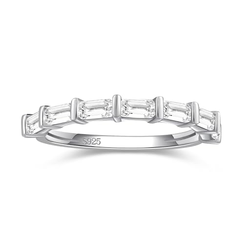 RINEY&KY Moissanite Rings for Women Lab Diamond Wedding Bands D Color VVS1 Clarity 18K White Gold Plated Sterling Silver Non Tarnish Eternity Milgrain Marquise Size 5-10US