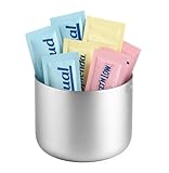 Kt Home Sugar Packet Holder, 2.75 inch Diameter Silver Stick Sugar Bowl Tootst Toothpick Holder Spice Packet Holder Stainless Steel For Cafe Restaraunt Cylinder Tea Bag Organizer Small Organizer