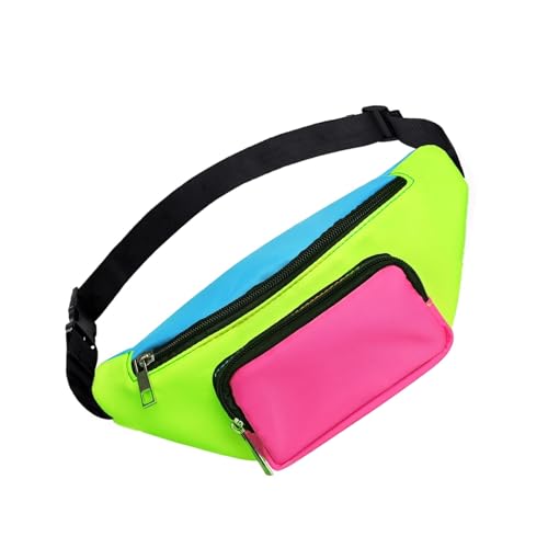 Retro Bauchtasche 80er Jahre – Verstellbare Hüfttasche Neon für Damen Herren Kinder, Kinder...