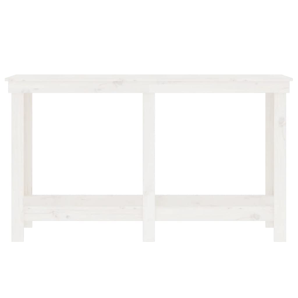 Banco de trabajo blanco de madera maciza de pino 140 x 50 x 80 cm con estante, cajón, estantería y pared perforada para taller, garaje, sala de ocio y trabajos de reparación