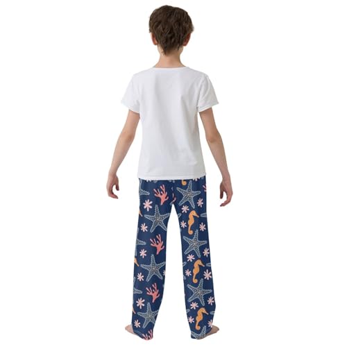 ZZXXB Seahorse Starfish Boys Long Pants Soft Trousers Elastic Waist Kids Lounge Bottoms with Pockets S-XL3