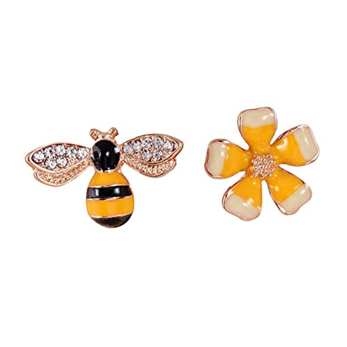Boucles d'oreilles abeilles et fleurs pendantes pour femme en set de 2