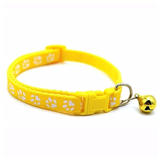 1 Pc Adjustable Pet Collar with Bell, Cute Cat Necklace Cat Paw Print Cat Collar, Pet Neck Strap Pet Supplies Cat Grooming Accessories(Yellow)