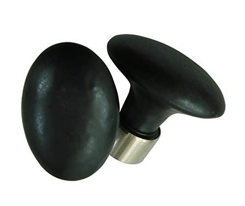 DOOR TOOLS Poignée double OVALE Porcelaine Noir Mat sur cuvette nickelée brossée