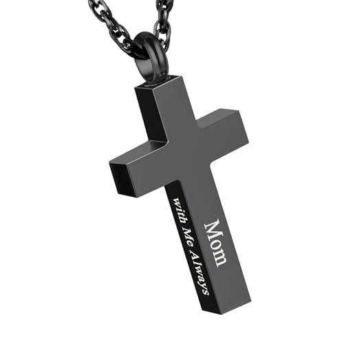 Croix funéraire pendentif urne en acier inoxydable collier With Me Always pour cendres