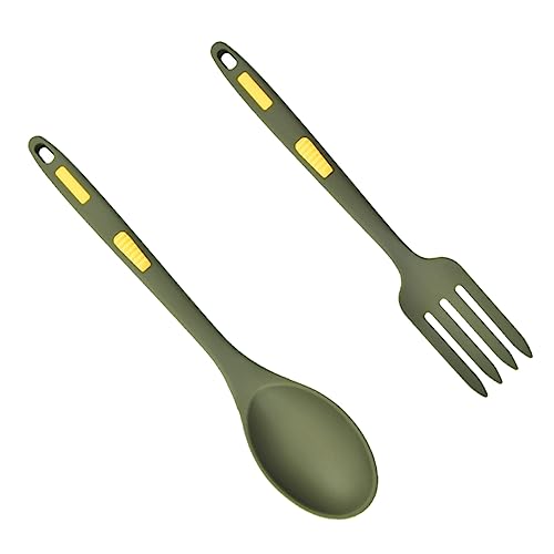 BEBEMOKO Forchette Da Cucina in Silicone e Cucchiai Per Mescolare Alimenti Utensili Per Cucinare Antigraffio e Resistente Per Uso Quotidiano in Cucina