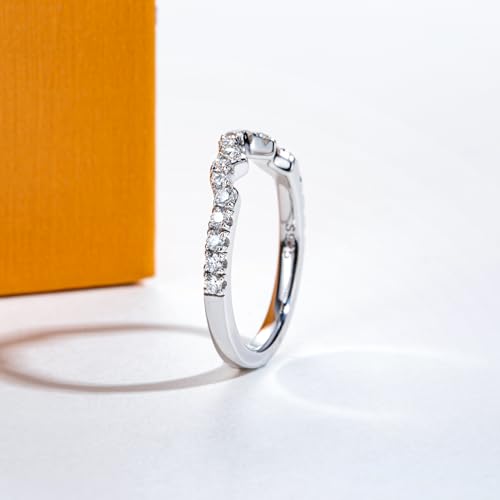 Moissanite Wedding Band Half Eternity Rings D Color VVS1 Clarity Round Cut Ring Enhancer S925 Sterling Silver Curved Stackable Anniversary Bands for Women with Certificate4