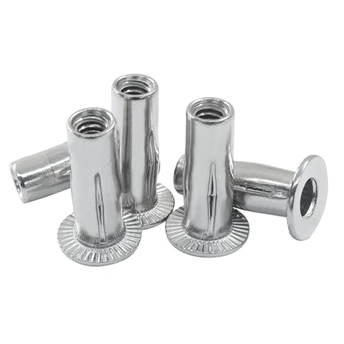 ISDVBUY 5 Pack 1/4-20 Multi Grip Rivet Nut, 304 Stainless Steel Pre-Bulbed Shank Flat Head Threaded Insert Nut for Sheet Metal, Non-Metallic Materials and Industrial Construction Fasteners