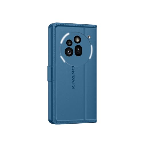 Image of KIVANO LUXE Compatible for Nothing Phone (3a) Pro Luxury Handmade Leather Magnetic Flip Folio Case | Card Holder & Kickstand | Slim Protective Cover | Unisex - Blue
