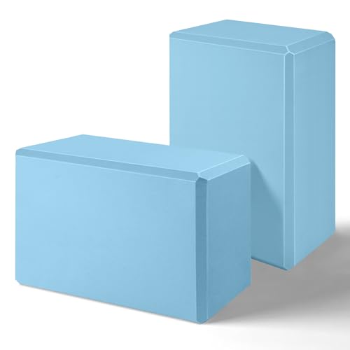 2024 Yoga Blocks 2 Pack, EVA Foam Yoga Block Supportive Latex-Free, Non-Slip Exercise Blocks, Yoga Accessories for Pilates, Meditation, Balance, Stretching and Deep Poses