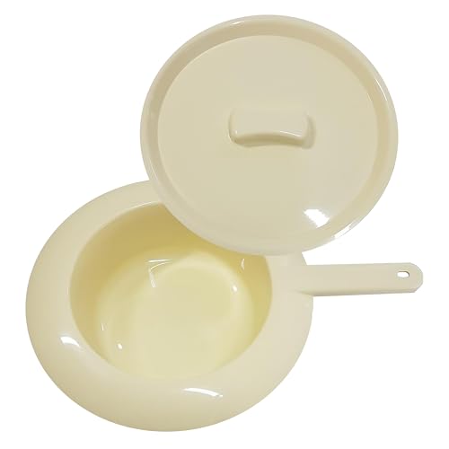 HaseMed Steckbecken aus Kunststoff 31 cm 1 Stück Hygienische und robuste Bettpfanne mit Deckel Ideal für Pflegebett & Klinik Wiederverwendbar & leicht zu reinigen - Elfenbein