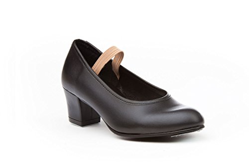ANGELITOS Zapatos Sevillana Profesional Piel Negro Punta Tacón Metálicos, Mod.303, Calzado Made In Spain. (38)