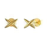 Beydodo Pendientes de plata 925 para niña, pendientes con letra X, sin níquel, para mujer y oro
