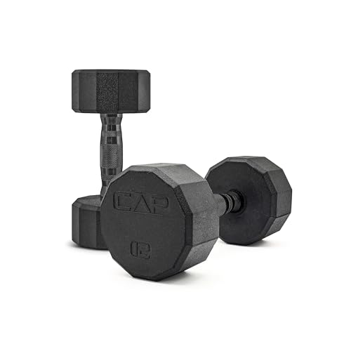 CAP Barbell 12-Sided Coated Dumbbell with Black Handle, Pair, 12 LB