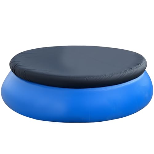 8 FT Round Inflatable Pool Cover Outdoor Swimming Pool Cover Dustproof Waterproof Prevent Leaves Prevent from Debris Pool Cover Elastic Bands for Easy Installation(Black)