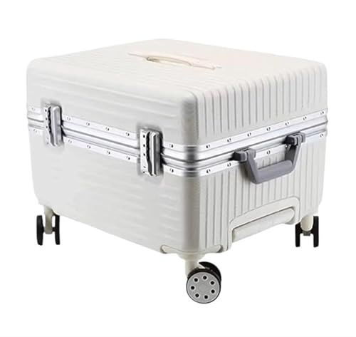 Durable Suitcase for Women Carry On Luggage 20inch Wide Handle Suitcase,Hardshell With Aluminum Frame Spinner Retro Suit Case (Color : White, Size : 20inch)
