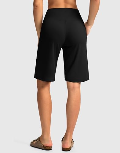 G Gradual Women's Bermuda Shorts with Pockets 11" Knee Length Stretch Comfy Drawstring Long Shorts for Women Summer Walking2
