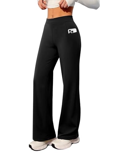 Wide Leg Yoga Pants Women High Waisted Loose Stretch Lounge Causal Work Workout Gym Trousers with Pockets