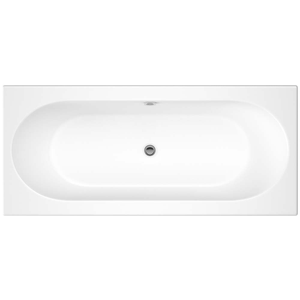 Ibathuk White Bathroom Gloss Bath Double Ended Straight Round Acrylic Bathtub With Adjustable Feet - 1700 X 700Mm