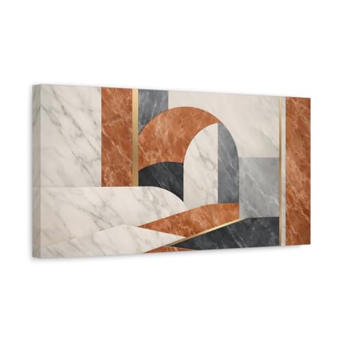 Toile abstraite terracotta et or r&eacute;solument chic avec ch&acirc;ssis &eacute;pais 3cm