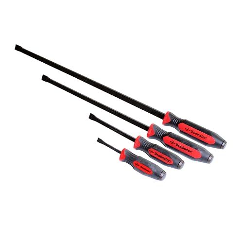 Image of Mayhew Tools 14064 Dominator Pro Pry Bar, Red, 4-Piece | Set of 8 inch, 12 inch, 25 inch & 36 inch Straight Pry Bars